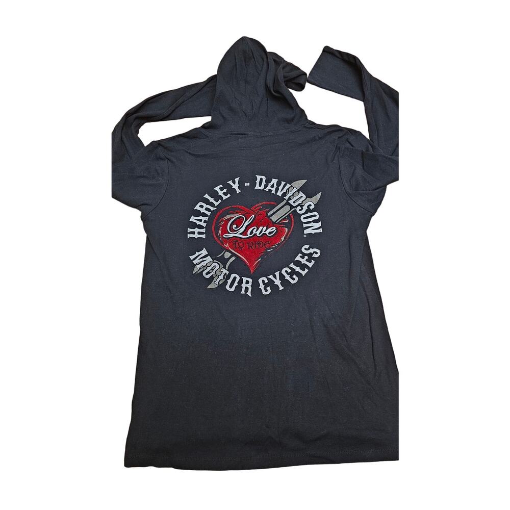 Black Love to Ride Harley Davidson bling velvet heart XL thermal long sleeve